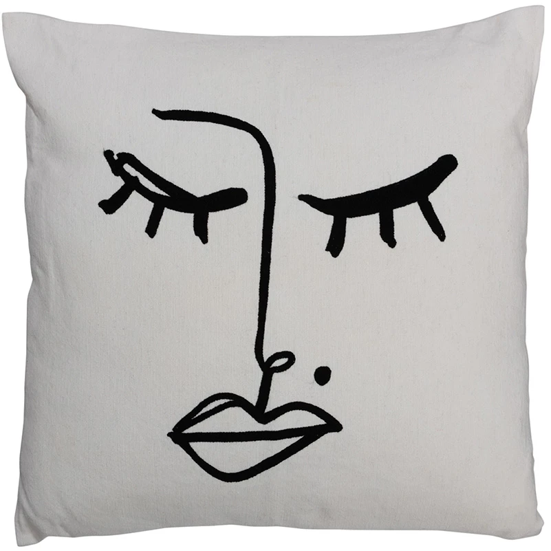 Set de 2 cojines con caras abstractas de Picasso en color blanco de J-Line