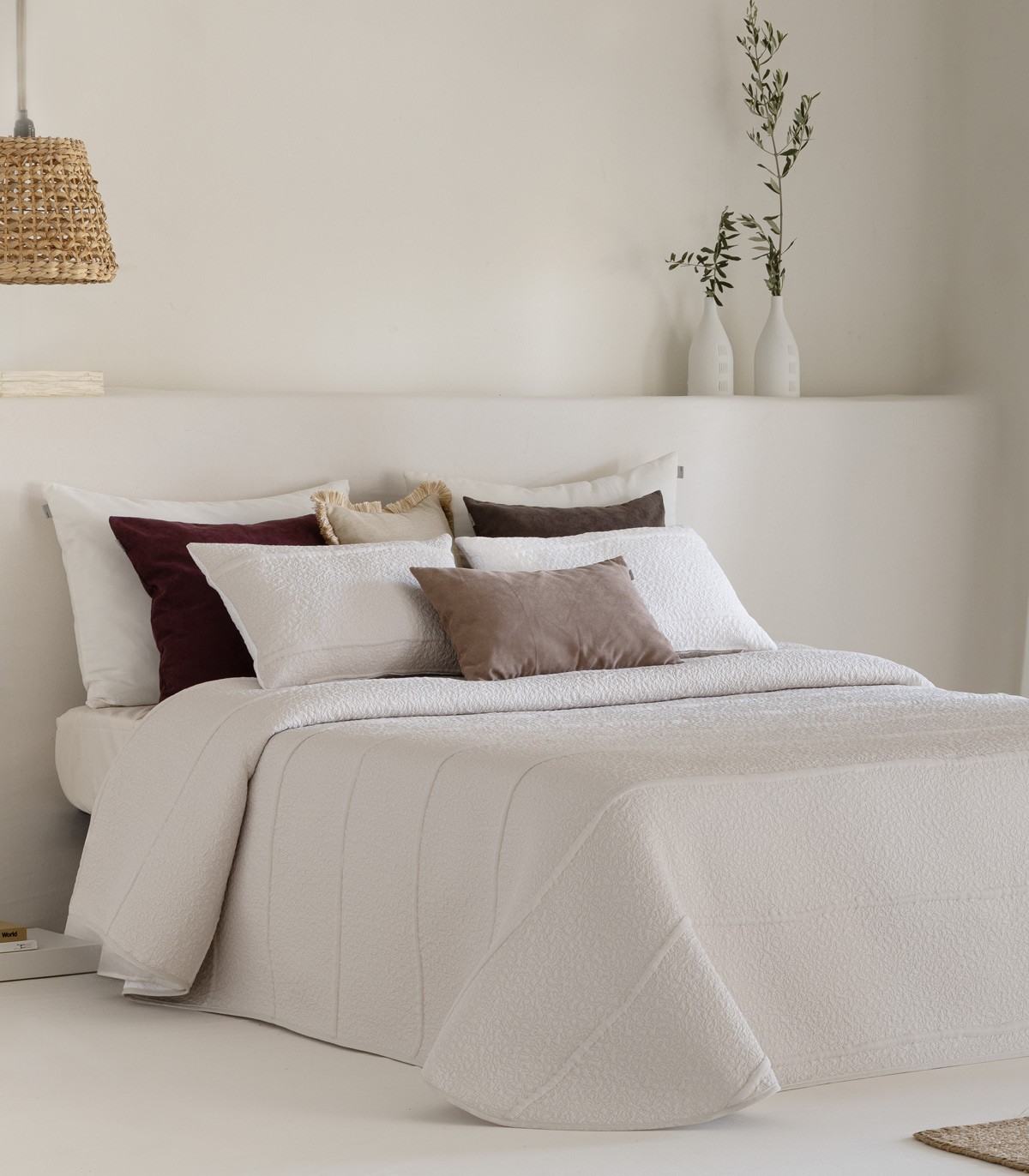 Colcha Jacquard Reversible Sicos de Sandeco c180 270x270 y 2 fundas de cojín de 50x70cm