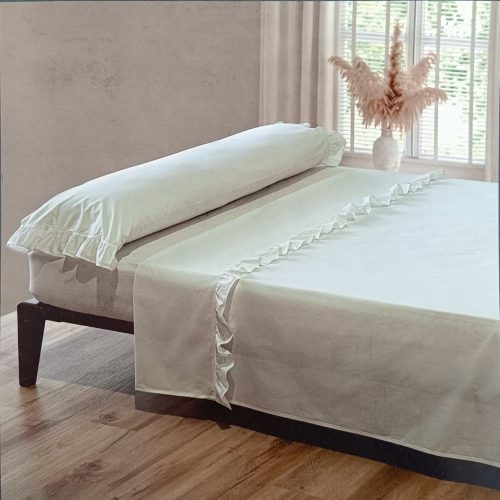 Juego de Sábanas de Javier Barberá con volantes en color blanco 100% algodón peinado de 200 hilos cama 150
