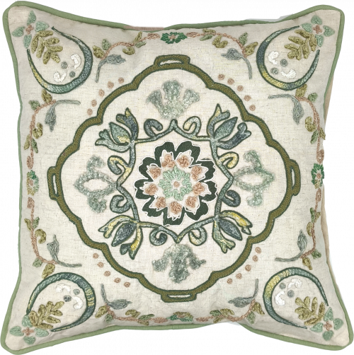 Set de 2 cojines Lysar con bordado vegetal de Ikaya en color beige 45x45cm