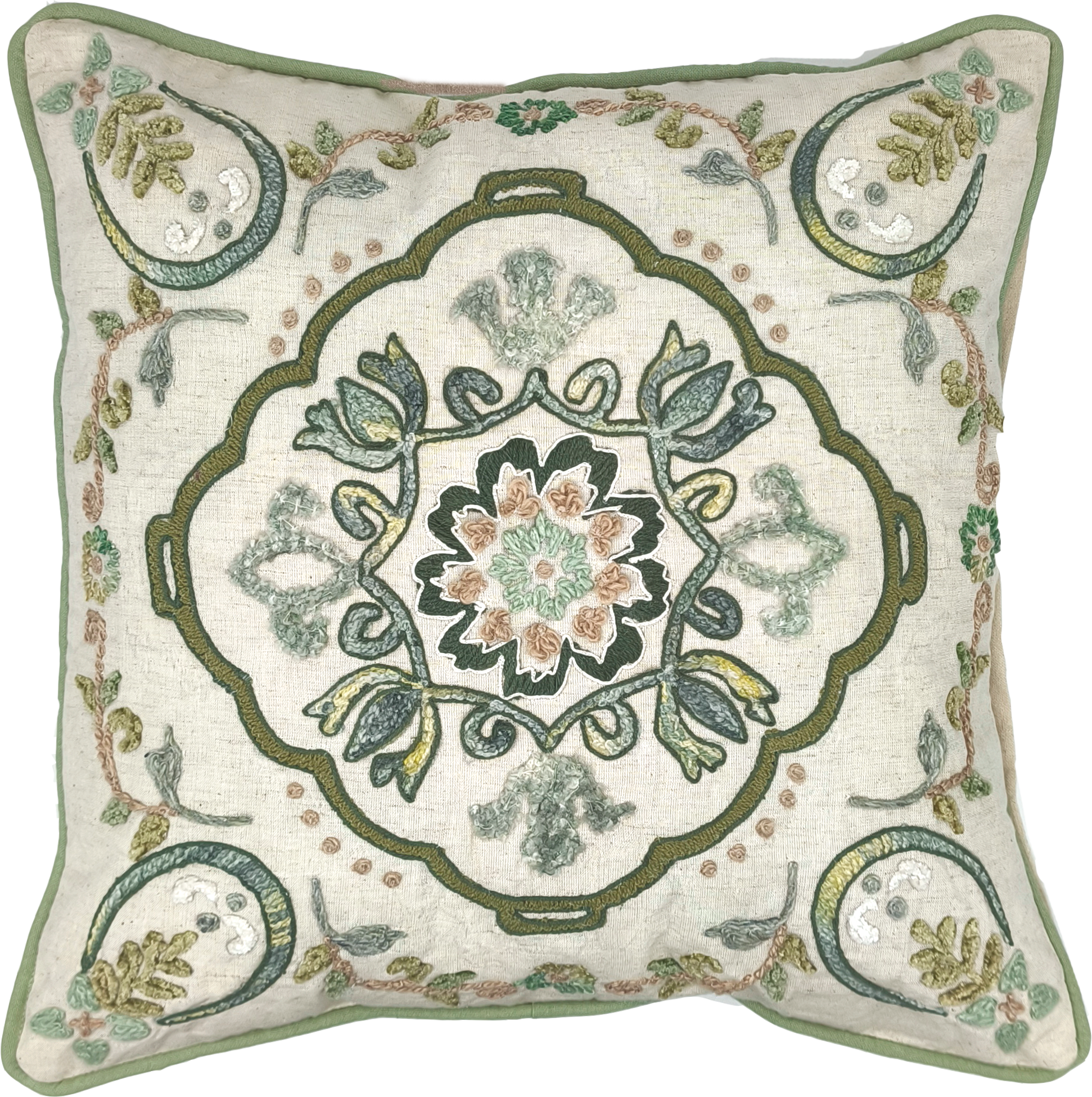 Set de 2 cojines Lysar con bordado vegetal de Ikaya en color beige 45x45cm