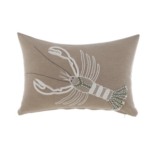 Set de 2 cojines con langosta bordada en color beige de Blanc Mariclo de 30x50cm