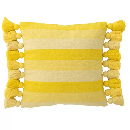 Set de 2 cojines de Jolipa con patrón rayado y borlas en color amarillo 50x50cm