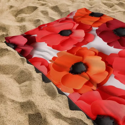 Toalla Amapolas 90x160cm en tejido de terciopelo