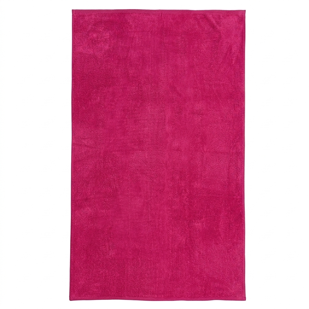 Toalla jacquard algodón rizado en color fucsia liso 100x160cm