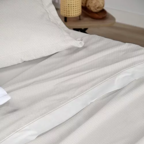 Juego sábanas estampado manterol algodón y poliéster lunares beige 150 160