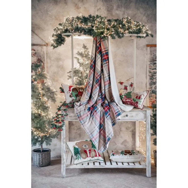 Plaid Sherpa Tartan Blanc Mariclo 160x200cm - Imagen 2