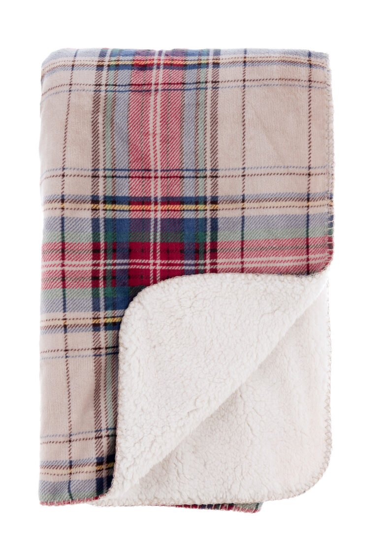 Plaid Sherpa Tartan Blanc Mariclo 160x200cm