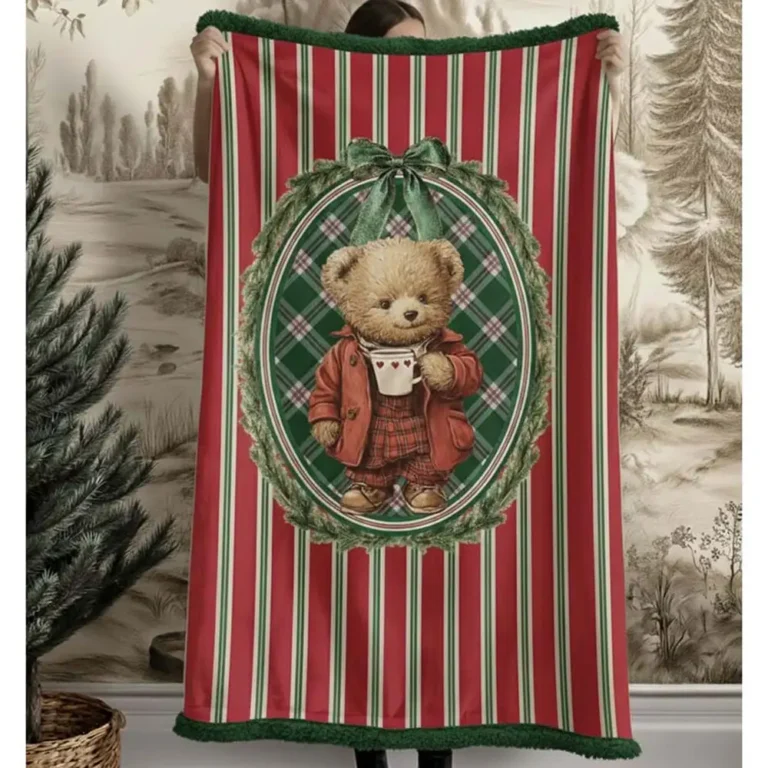 Plaid sherpa navideño con osito Blanc MariClo’ 160 × 220 cm - Imagen 2