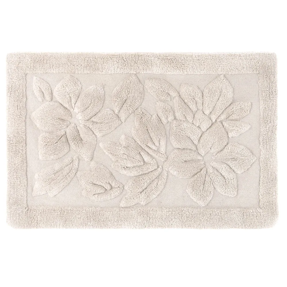 Alfombra de baño crema con flores en relieve Blanc MariClo’ 50 × 80 cm