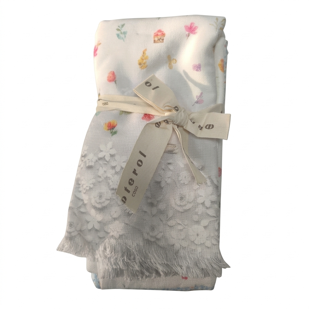 Set 2 Paños Toalla Multiusos Estampado Flores 70% Algodón - 50x70cm