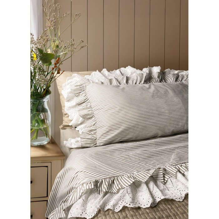 Set Cama Doble Beige Sangallo Broderie Anglais - Imagen 2