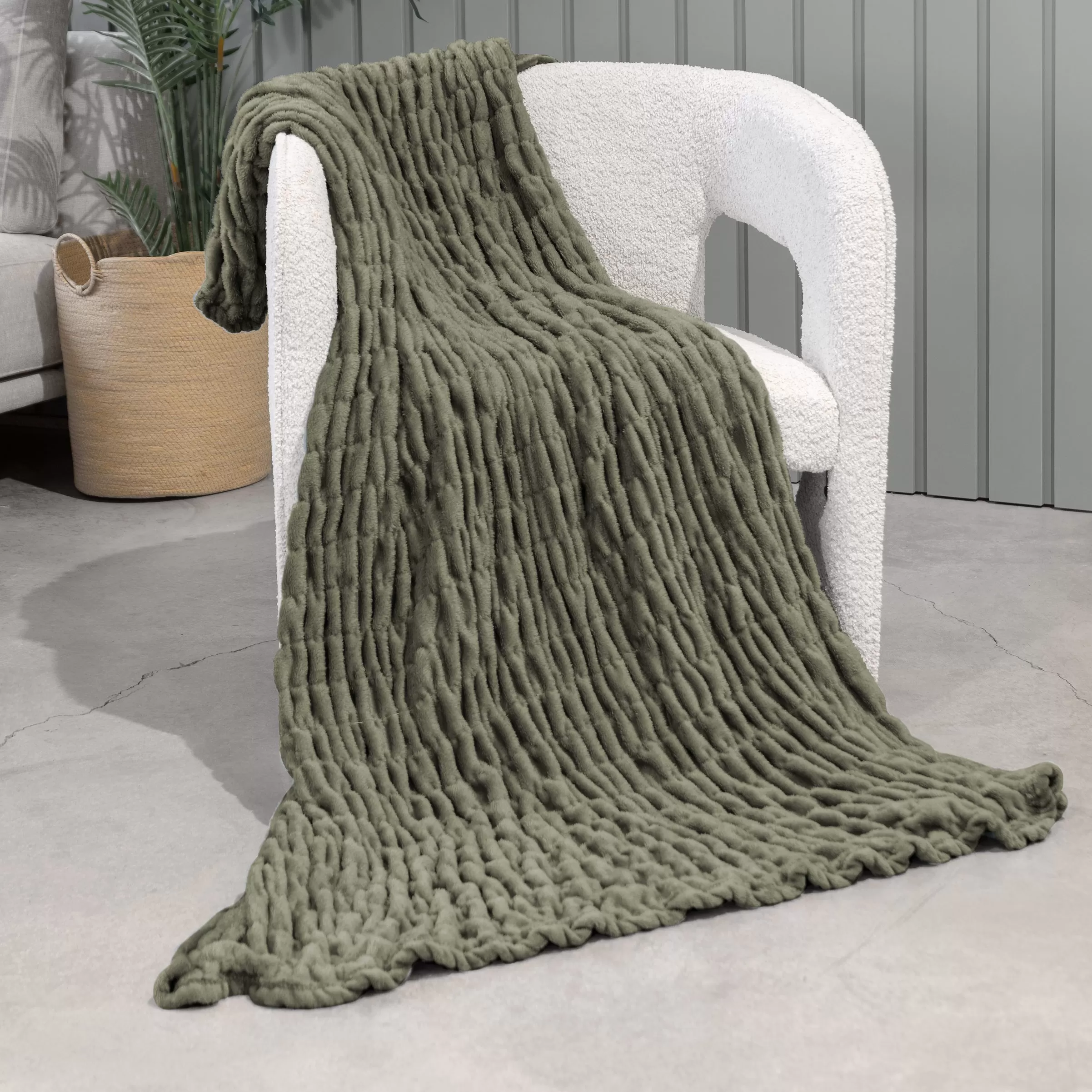 Plaid Mok Verde Tela Fruncida 140x190 cm - Imagen 3