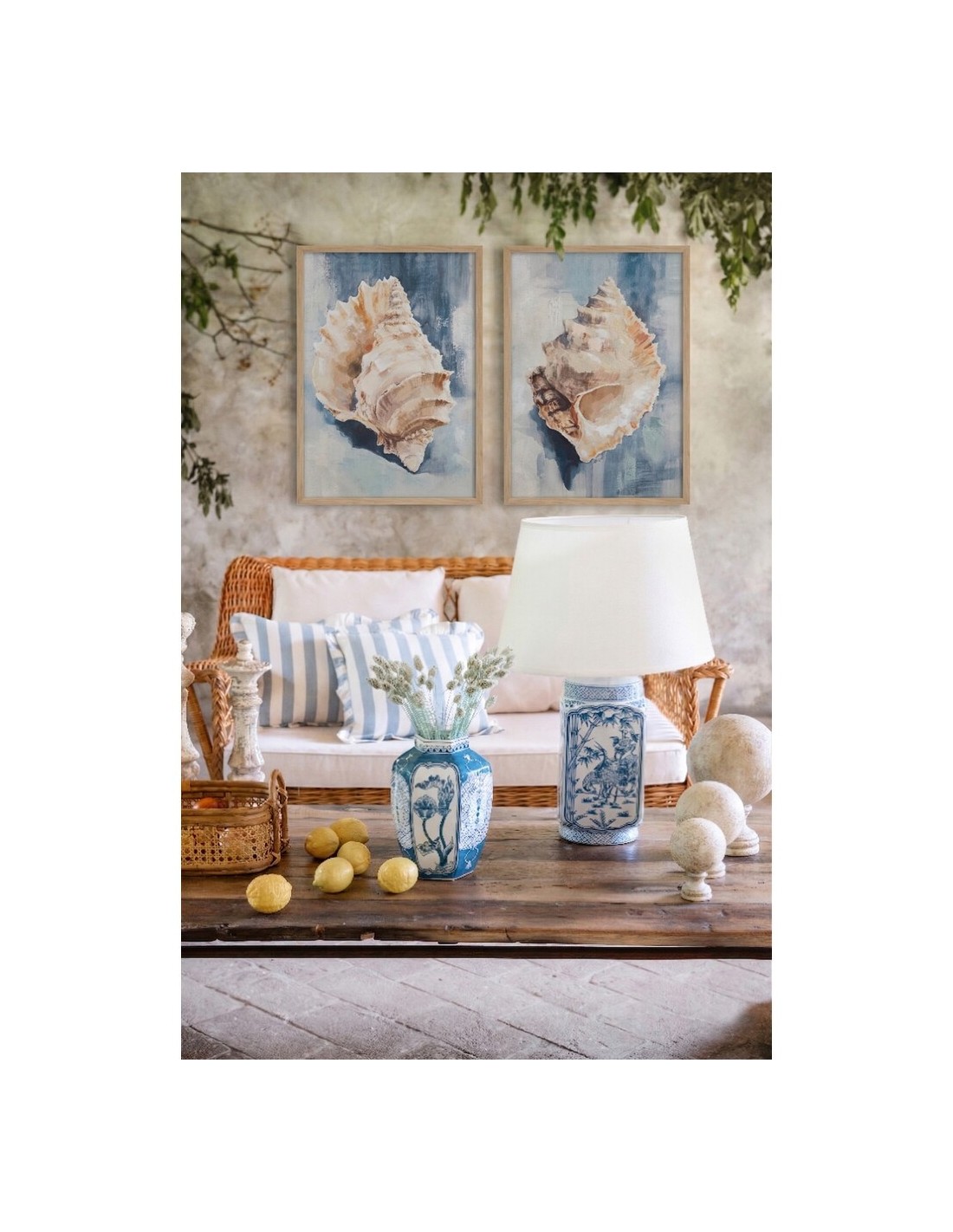 Set de 2 cuadros de caracolas marinas Blanc MariClo’ 80 × 120 cm - Imagen 2