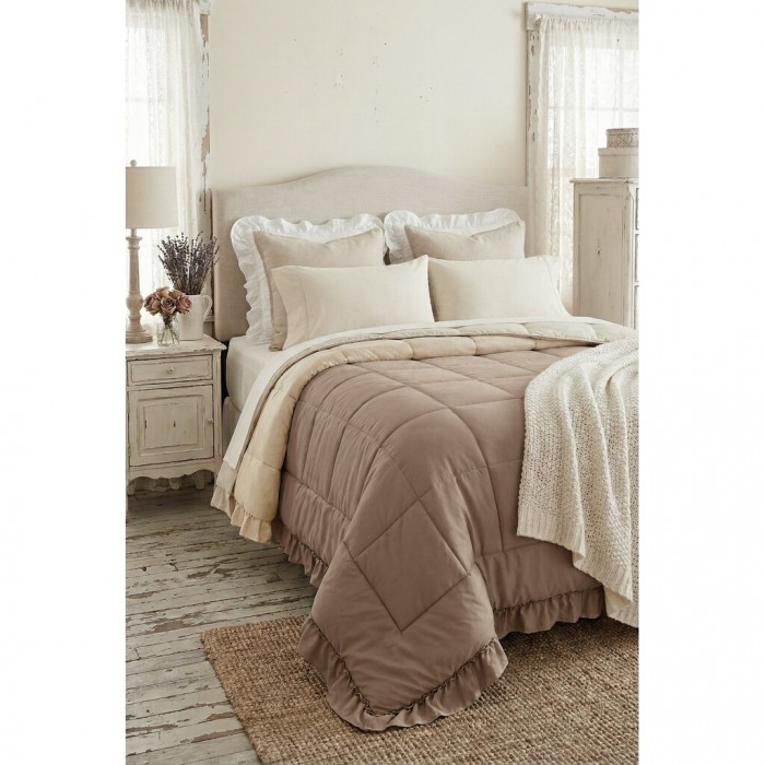 Colcha bicolor beige con volantes Blanc MariClo’ Gala Prestige 260 × 260 cm - Imagen 2